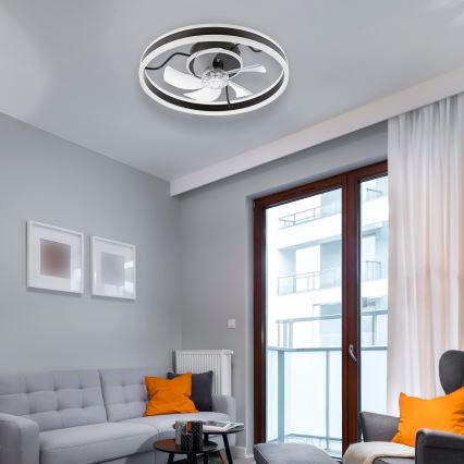 LED Dimmeres mennyezeti lámpa ventilátorral APOLLO LED/38W/230V fekete + távirányító