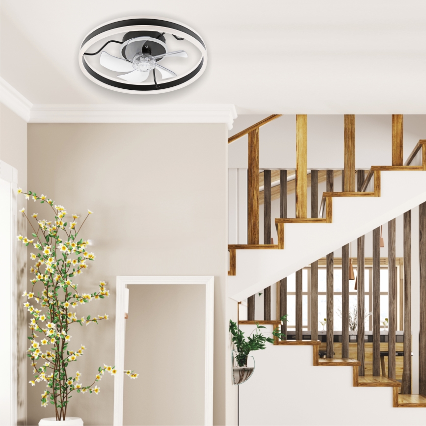 LED Dimmeres mennyezeti lámpa ventilátorral APOLLO LED/38W/230V fekete + távirányító