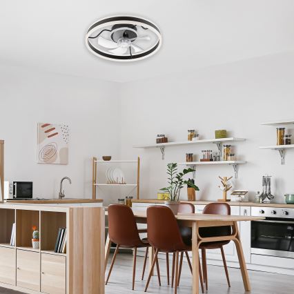 LED Dimmeres mennyezeti lámpa ventilátorral APOLLO LED/38W/230V fekete + távirányító