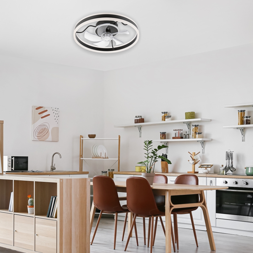 LED Dimmeres mennyezeti lámpa ventilátorral APOLLO LED/38W/230V fekete + távirányító