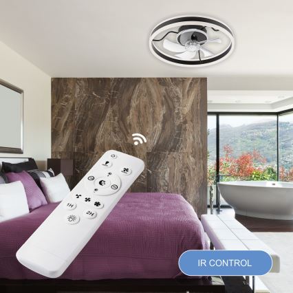 LED Dimmeres mennyezeti lámpa ventilátorral APOLLO LED/38W/230V fekete + távirányító