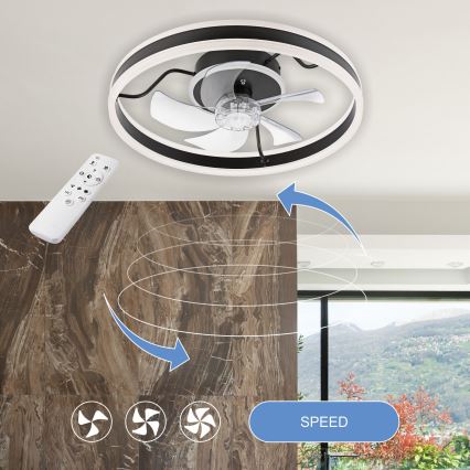 LED Dimmeres mennyezeti lámpa ventilátorral APOLLO LED/38W/230V fekete + távirányító