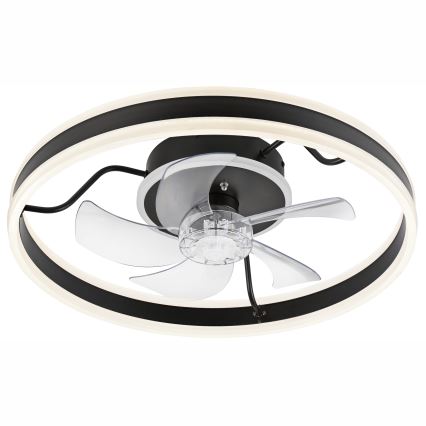 LED Dimmeres mennyezeti lámpa ventilátorral APOLLO LED/38W/230V fekete + távirányító