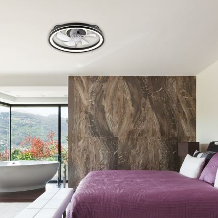 LED Dimmelhető mennyezeti lámpa ventilátorral FARGO LED/37W/230V fekete + távirányítás