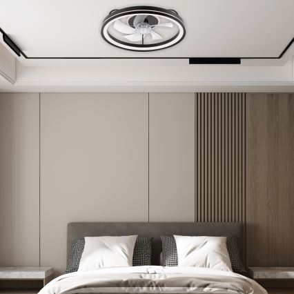 LED Dimmelhető mennyezeti lámpa ventilátorral FARGO LED/37W/230V fekete + távirányítás