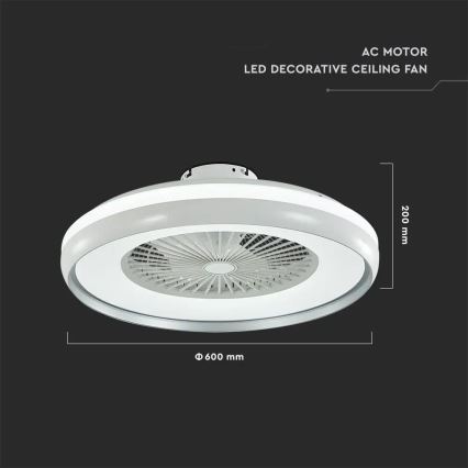 LED Mennyezeti lámpa ventilátorral LED/32W/230V 3000/4000/6500K szürke + távirányítás