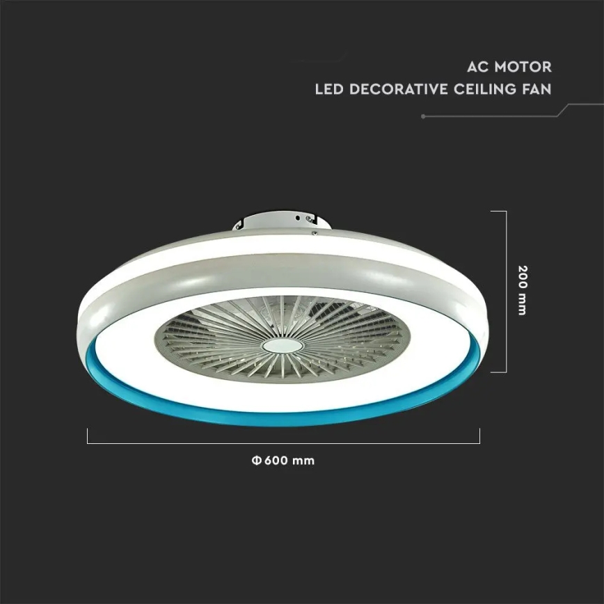 LED Mennyezeti lámpa ventilátorral LED/45W/230V 3000/4000/6500K kék + távirányítás