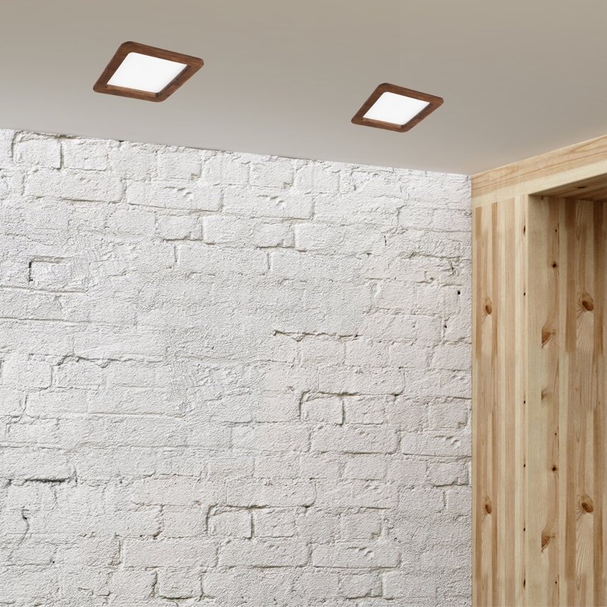 LED beépíthető lámpa WOODY SPOT LED/17W/230V 3000K cseresznye 18,5x18,5 cm