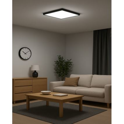 LED mennyezeti lámpatest, 32 W, 230 V, 3000/4000/6500 K, 40x40 cm, fekete