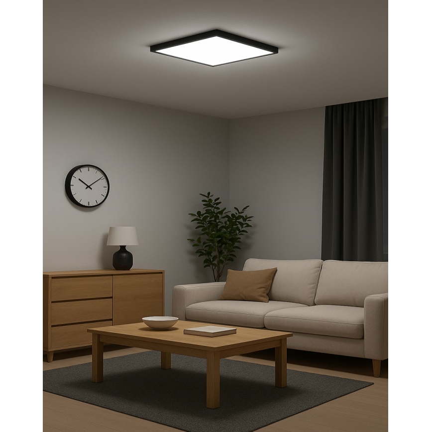LED mennyezeti lámpatest, 32 W, 230 V, 3000/4000/6500 K, 40x40 cm, fekete