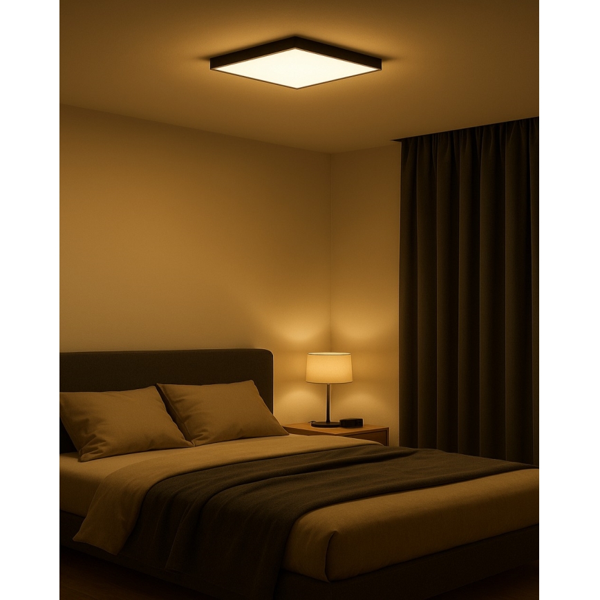 LED mennyezeti lámpatest, 32 W, 230 V, 3000/4000/6500 K, 40x40 cm, fekete