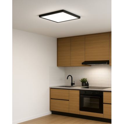 LED mennyezeti lámpatest, 32 W, 230 V, 3000/4000/6500 K, 40x40 cm, fekete