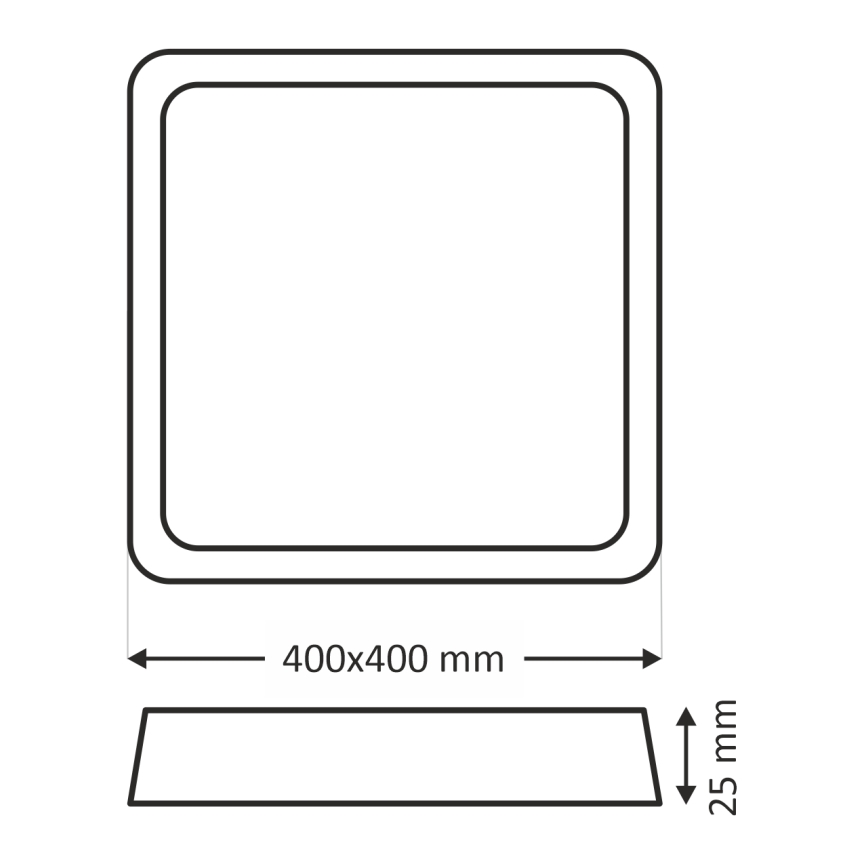 LED mennyezeti lámpatest, 32 W, 230 V, 3000/4000/6500 K, 40x40 cm, fekete