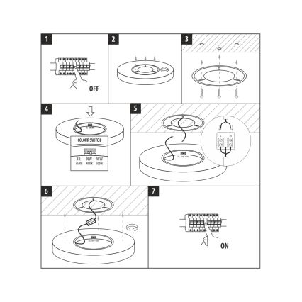 LED mennyezeti lámpatest, 32 W, 230 V, 3000/4000/6500 K, Ø 40 cm, fehér