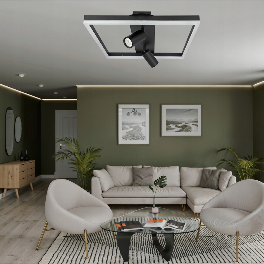 LED mennyezeti lámpatest 38W/230V + 2x GU10/30W, fekete