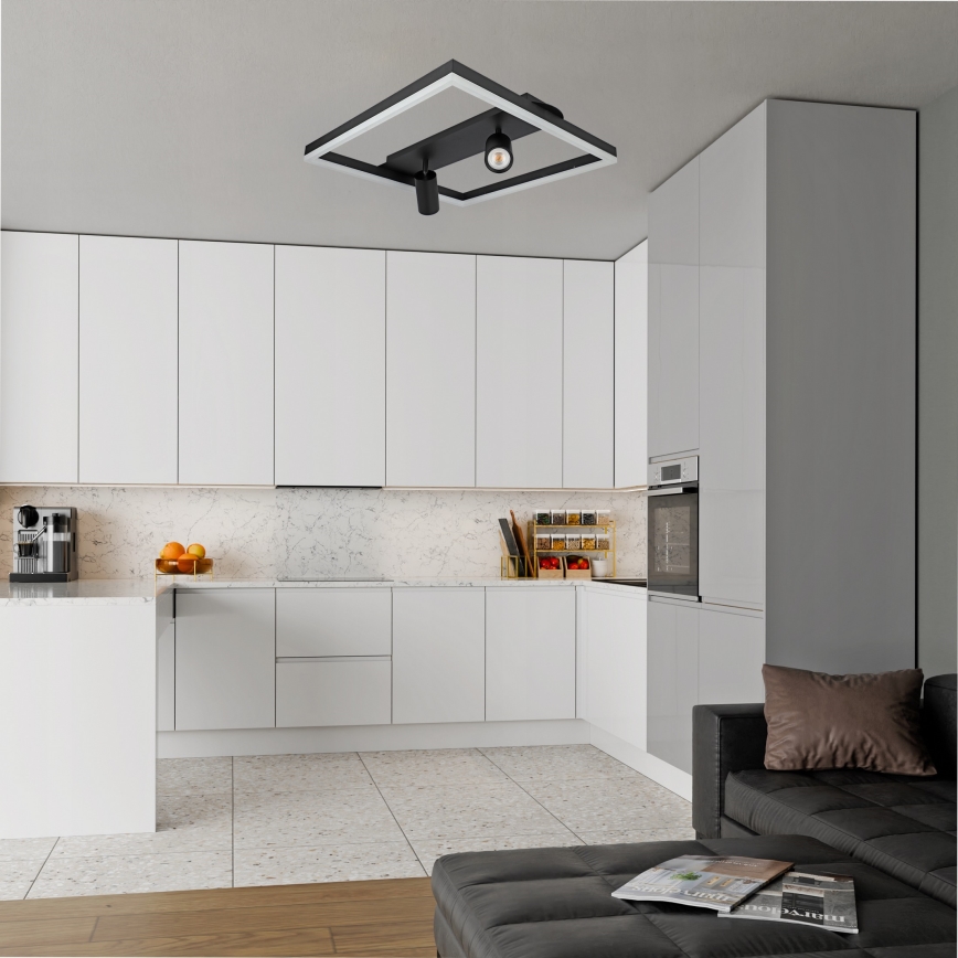 LED mennyezeti lámpatest 38W/230V + 2x GU10/30W, fekete