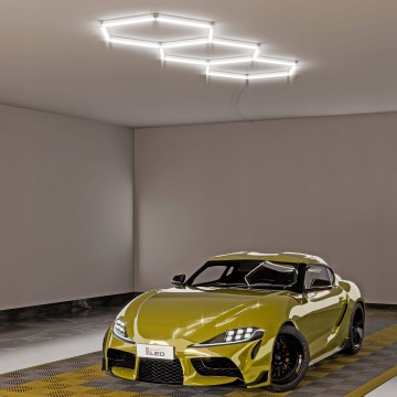 LED mennyezeti lámpatest HEXAGON LED/128W/85-265V 6000K 248x97 cm CRI 90 IP54 fehér