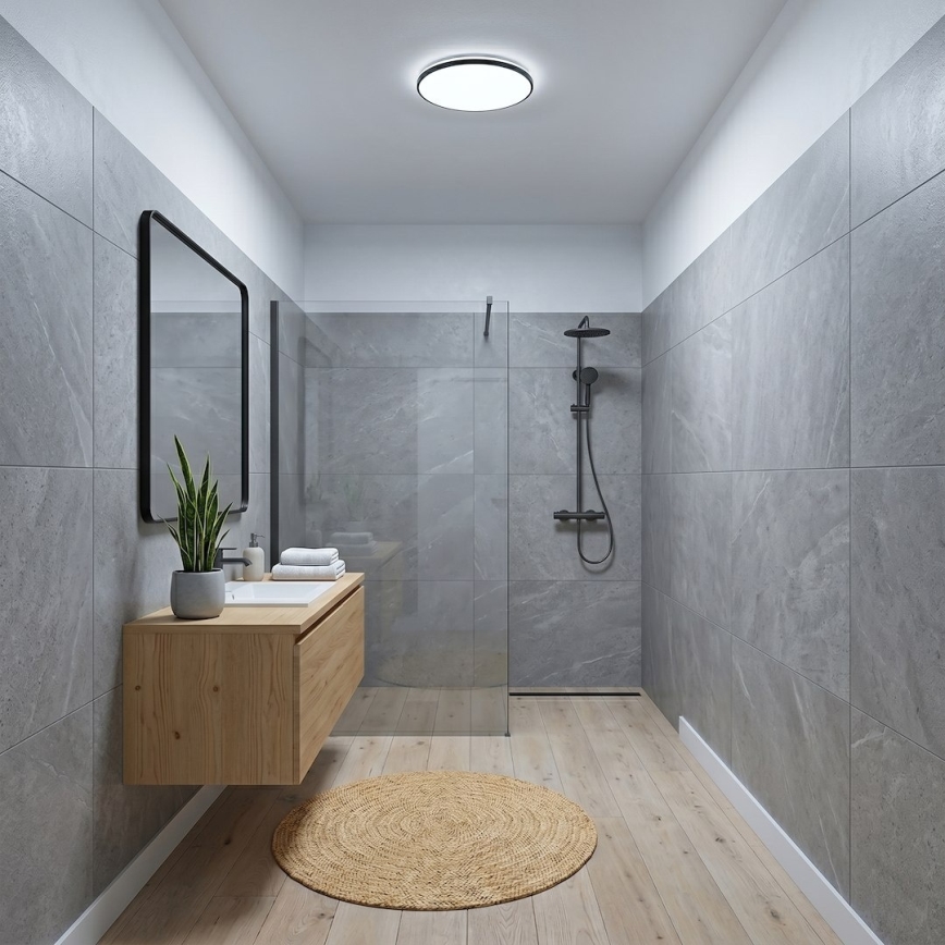 LED mennyezeti lámpatest HUGO LED/12/18/24W/230V 3000/4000/6500K átm. 30 cm IP54 fekete