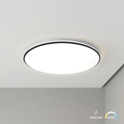 LED mennyezeti lámpatest HUGO LED/12/18/24W/230V 3000/4000/6500K átm. 30 cm IP54 fekete