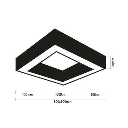 LED mennyezeti lámpatest LED/100W/230V 3000/4000/6500K 80x80 cm fekete