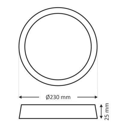 LED mennyezeti lámpatest LED/18W/230V 3000/4000/6500K átm. 23 cm fekete