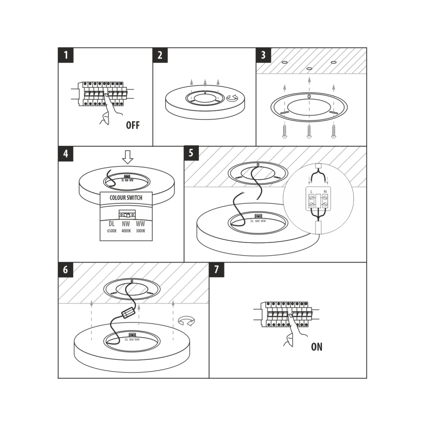 LED mennyezeti lámpatest LED/18W/230V 3000/4000/6500K átm. 23 cm fekete