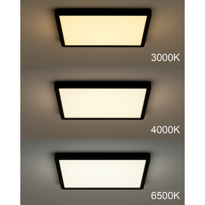 LED mennyezeti lámpatest LED/24W/230V 3000/4000/6500K 30x30 cm fekete