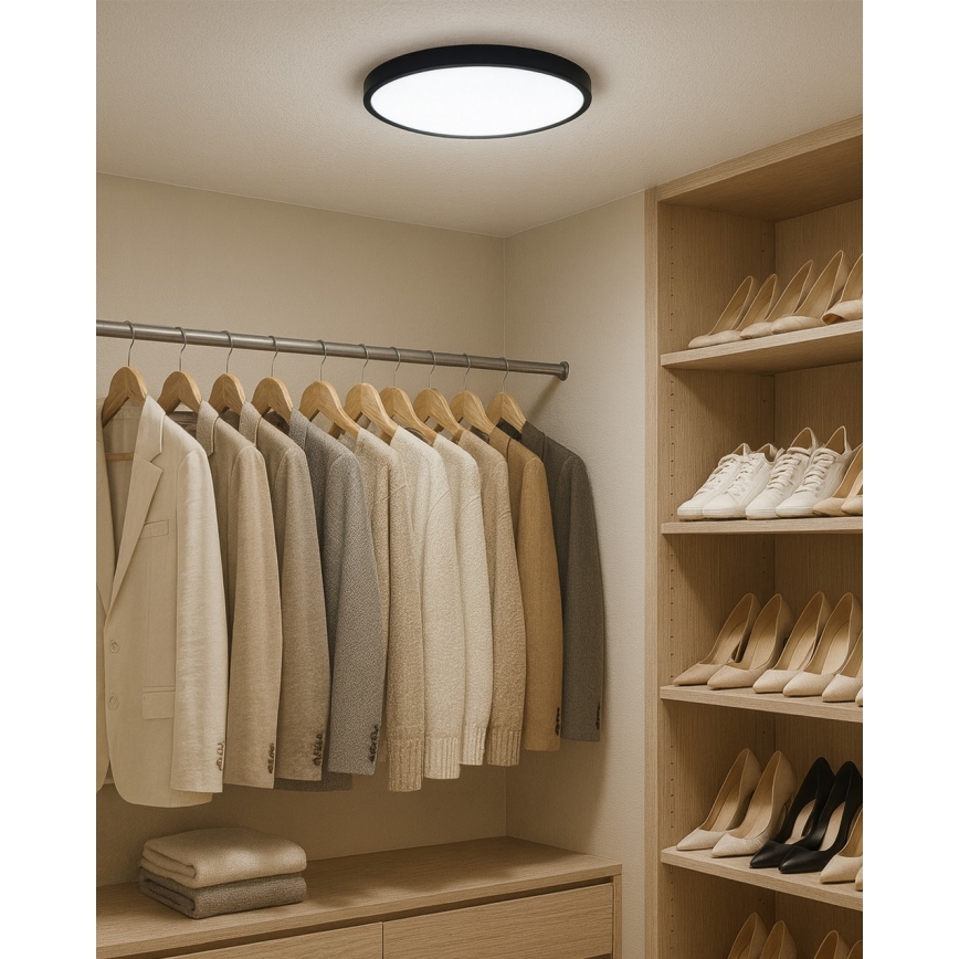 LED mennyezeti lámpatest LED/24W/230V 3000/4000/6500K átm. 30 cm fekete