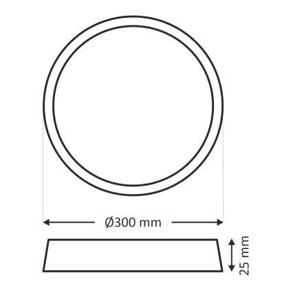 LED mennyezeti lámpatest LED/24W/230V 3000/4000/6500K átm. 30 cm fekete