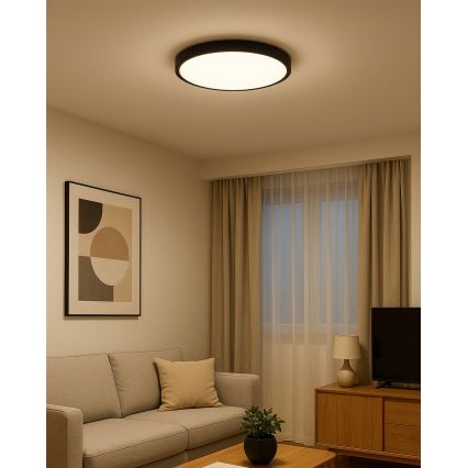 LED mennyezeti lámpatest LED/32W/230V 3000/4000/6500K átm. 40 cm fekete