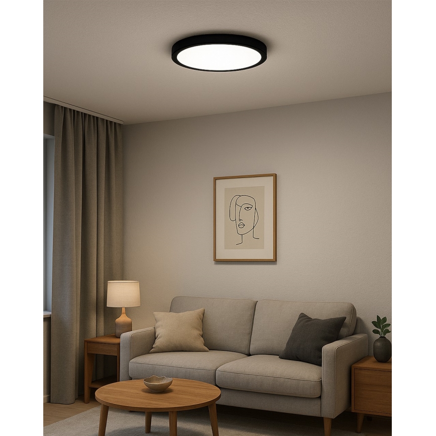 LED mennyezeti lámpatest LED/32W/230V 3000/4000/6500K átm. 40 cm fekete