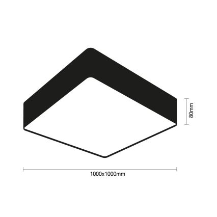 LED mennyezeti lámpatest LED/340W/230V 3000/4000/6500K 100x100 cm fekete