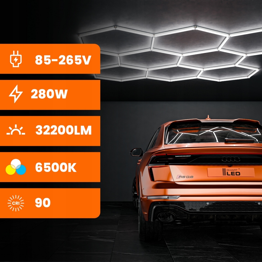 LED mennyezeti lámpa HEXAGON LED/350W/85-265V 6500K 313x298 cm CRI 90 IP44 fehér