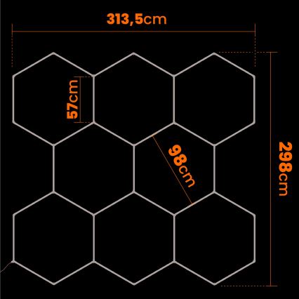 LED mennyezeti lámpa HEXAGON LED/350W/85-265V 6500K 313x298 cm CRI 90 IP44 fehér