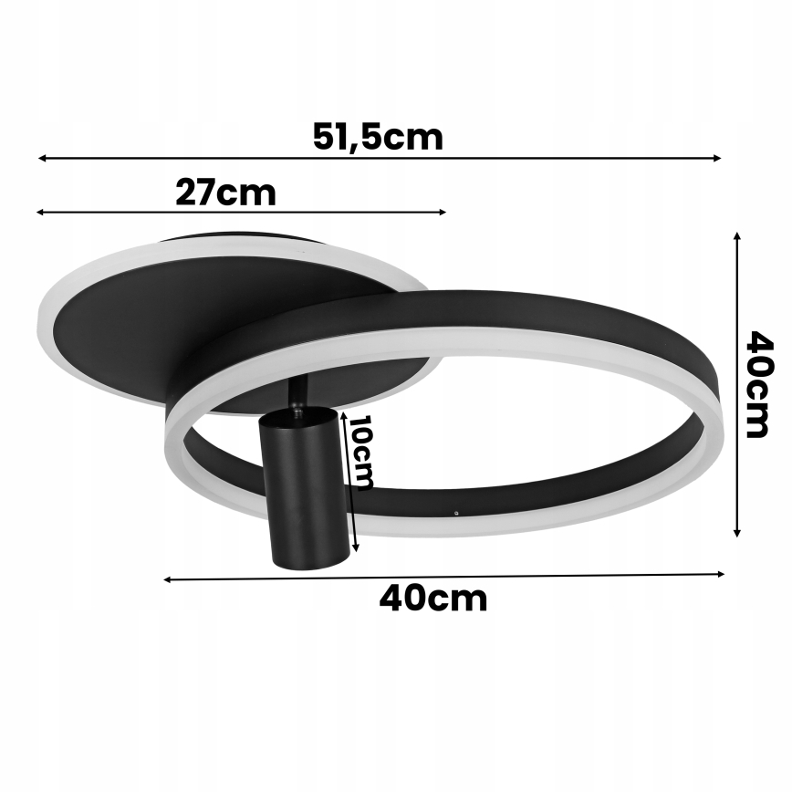 LED mennyezeti lámpatest LED/38W/230V + 1xGU10/30W fekete