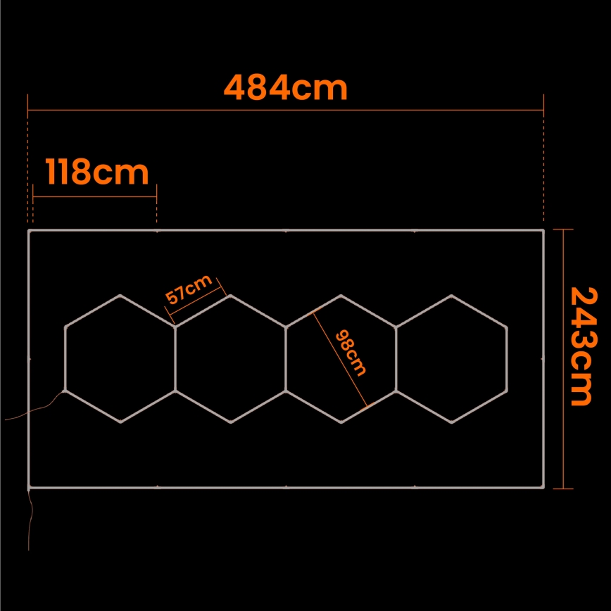 LED mennyezeti lámpatest HEXAGON LED/426W/85-265V 4000K 484x243 cm CRI 90 IP44 fehér