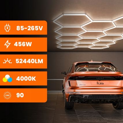 LED mennyezeti lámpa HEXAGON LED/570W/85-265V 4000K 522x298 cm CRI 90 IP44 fehér