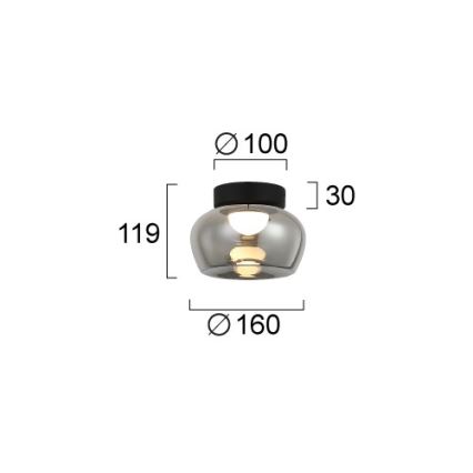 LED mennyezeti lámpatest NADIA LED/9W/230V, átm. 16 cm, füstszínű/fekete