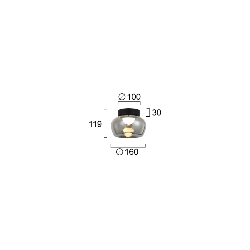 LED mennyezeti lámpatest NADIA LED/9W/230V, átm. 16 cm, füstszínű/fekete