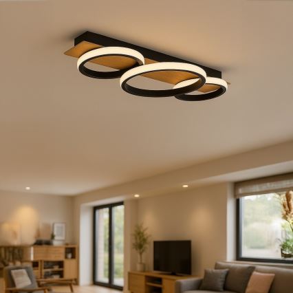 LED mennyezeti lámpatest ROWENA LED/18W/230V fekete/barna