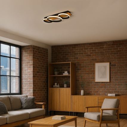 LED mennyezeti lámpatest ROWENA LED/18W/230V fekete/barna