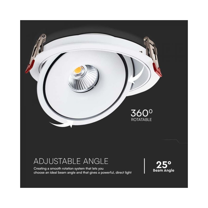 LED beépíthető spotlámpa LED/12W/230V 3000/4000/6400K átm. 12 cm fehér