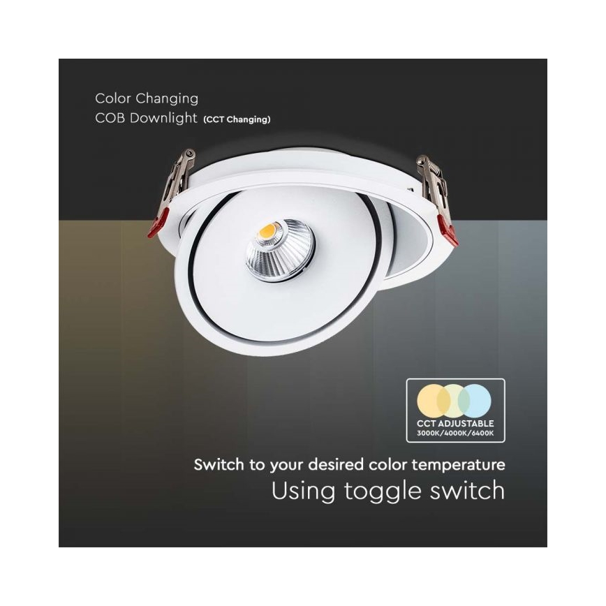 LED beépíthető spotlámpa LED/20W/230V 3000/4000/6400K átm. 16,5 cm fehér