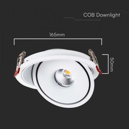 LED beépíthető spotlámpa LED/20W/230V 3000/4000/6400K átm. 16,5 cm fehér