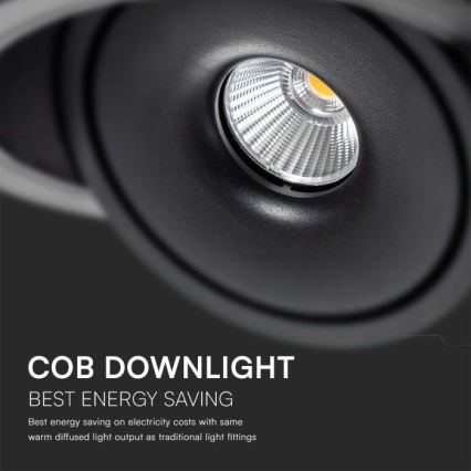 LED beépíthető spotlámpa LED/20W/230V 3000/4000/6400K átm. 16,5 cm fekete