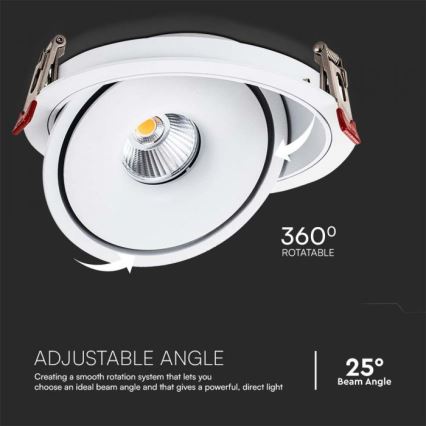 LED beépíthető spotlámpa LED/28W/230V 3000/4000/6400K átm. 20 cm fehér