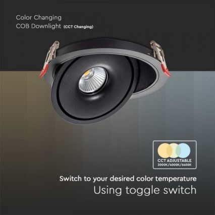 LED beépíthető spotlámpa LED/28W/230V 3000/4000/6400K átm. 20 cm fekete