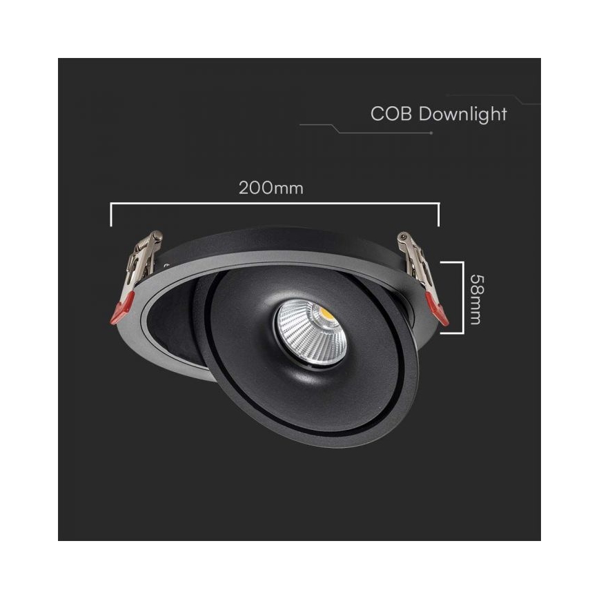 LED beépíthető spotlámpa LED/28W/230V 3000/4000/6400K átm. 20 cm fekete