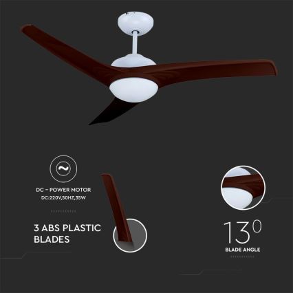 LED mennyezeti ventilátor LED/15W/230V 3000/4000/6400K + távirányító