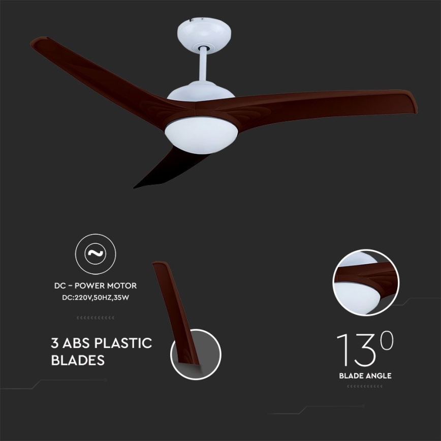 LED mennyezeti ventilátor LED/15W/230V 3000/4000/6400K + távirányító